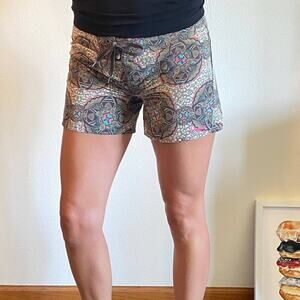 Patagonia brown and pink patterned nylon outdoor shorts